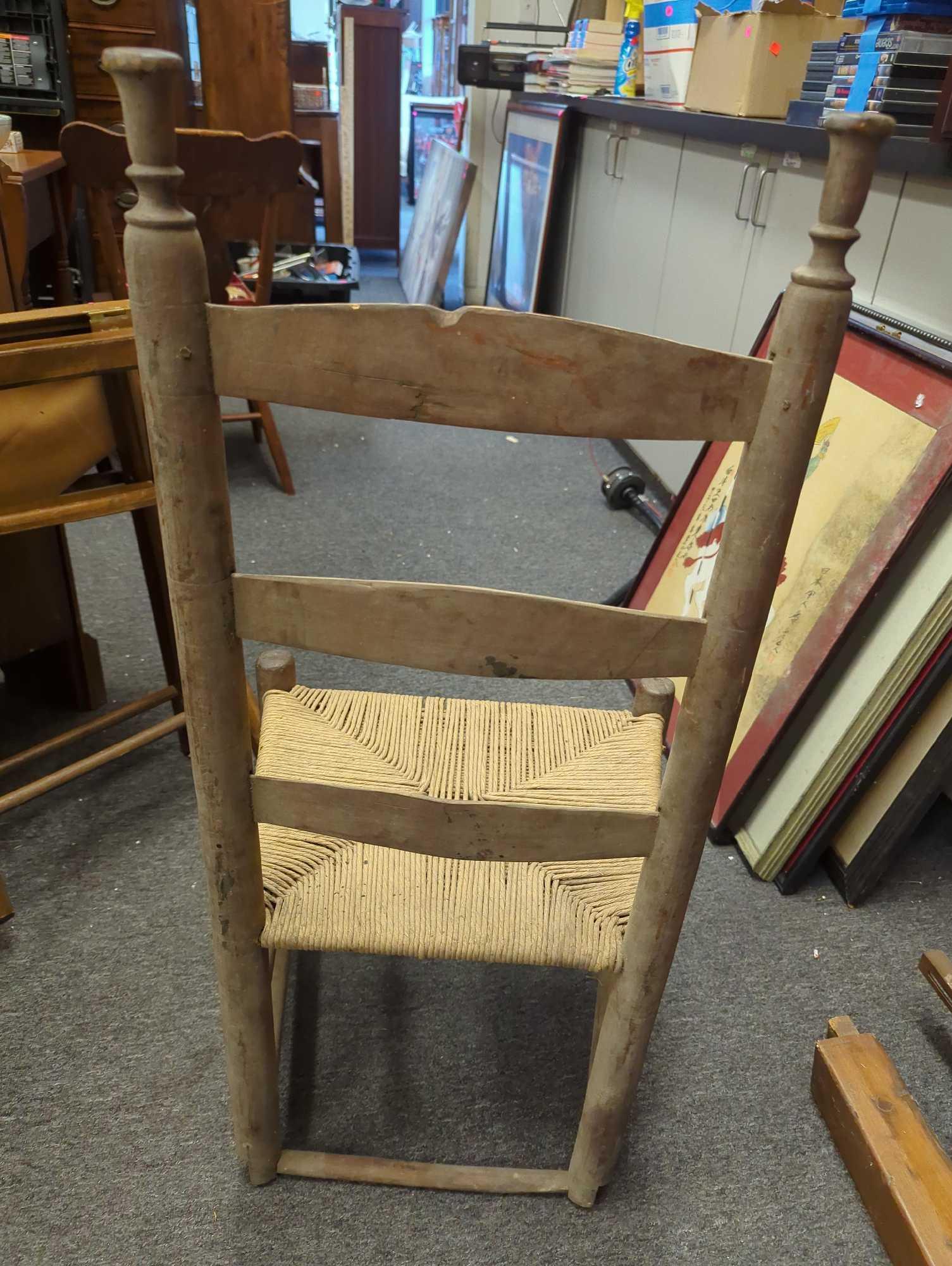 Replica of a Colonial Chair Primitive ANTIQUE 18th Century Wooden Ladder Back Chair 1750s, Item