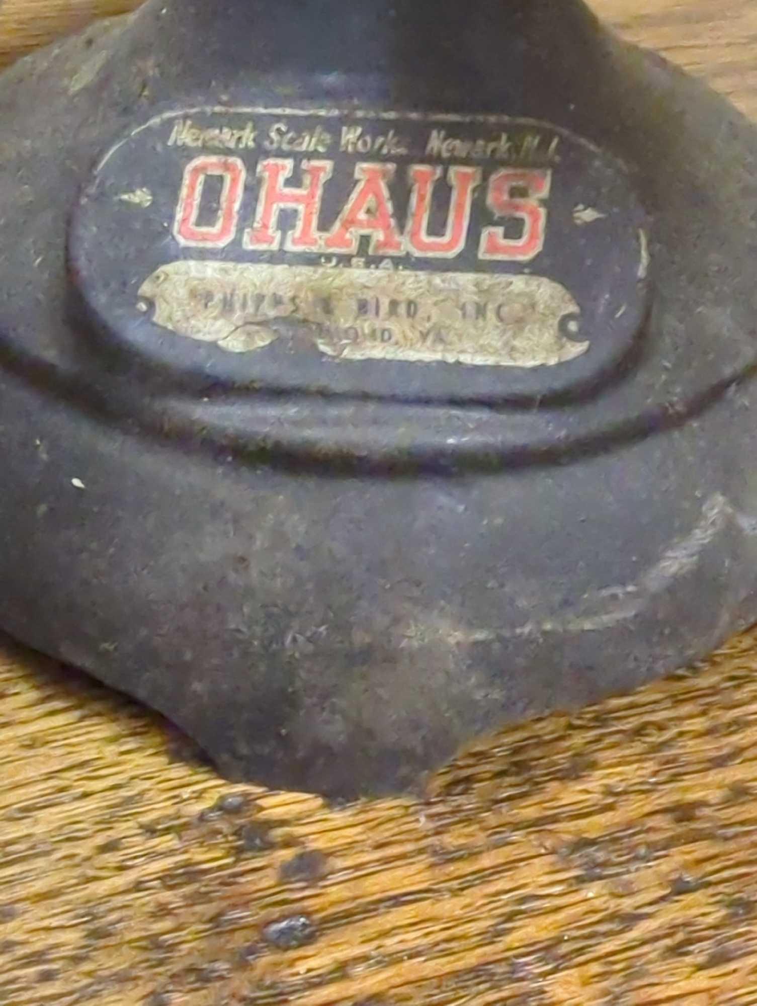Vintage Ohaus Cast Iron Double Beam Weight Scale, Scale Has Some Damage, Is Missing One Side Of the