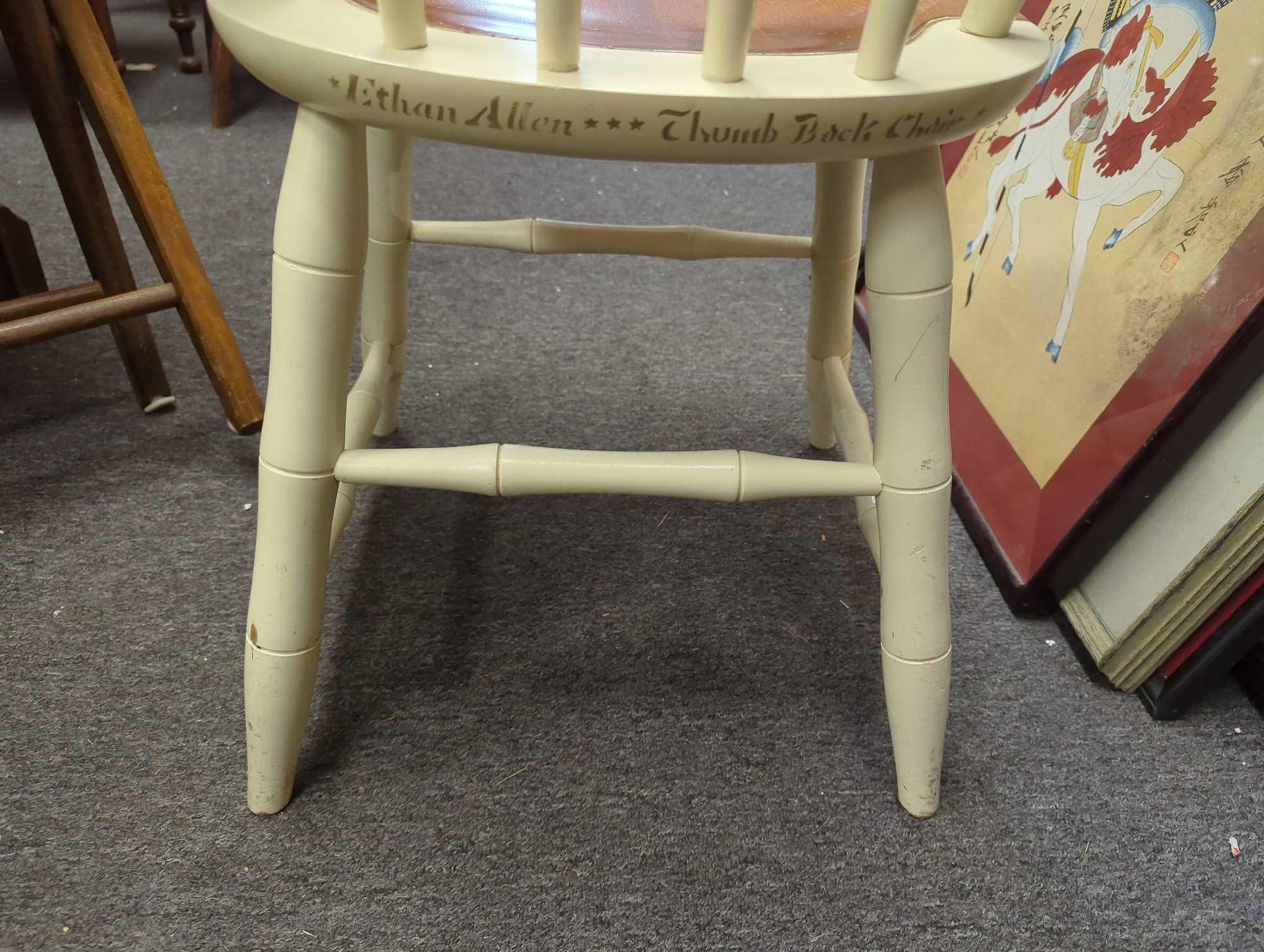 Ethan Allen Stenciled "Thumb-Back" Chair, Is In Great Condition Measure Approximately 17 in x 16 in