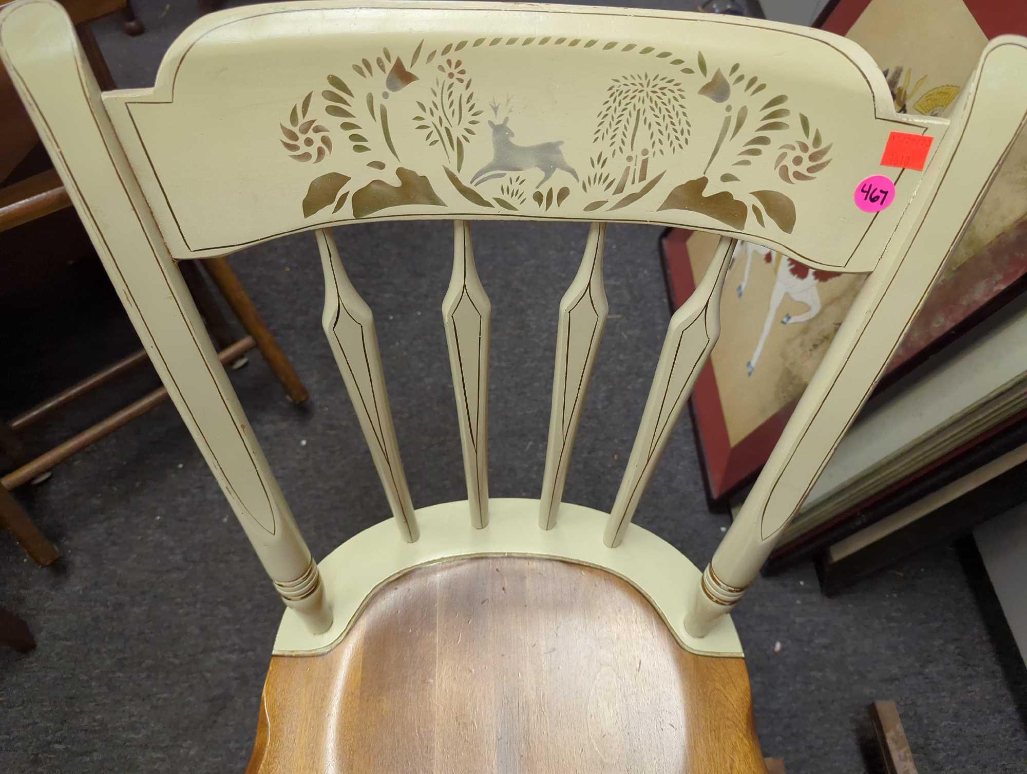 Ethan Allen Stenciled "Thumb-Back" Chair, Is In Great Condition Measure Approximately 17 in x 16 in