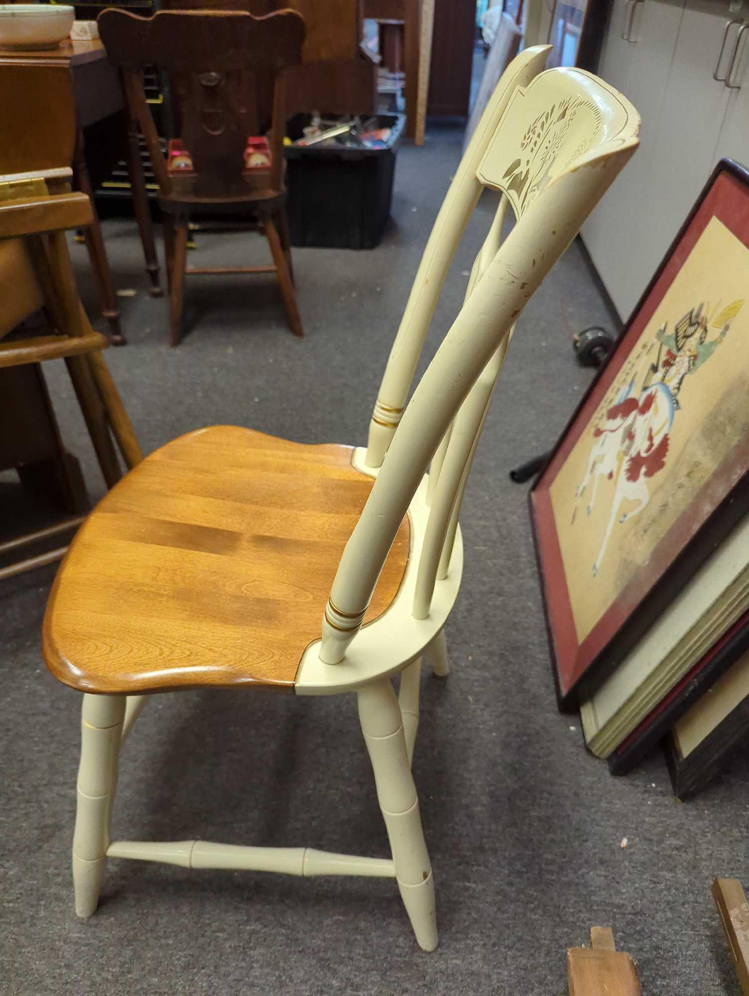 Ethan Allen Stenciled "Thumb-Back" Chair, Is In Great Condition Measure Approximately 17 in x 16 in