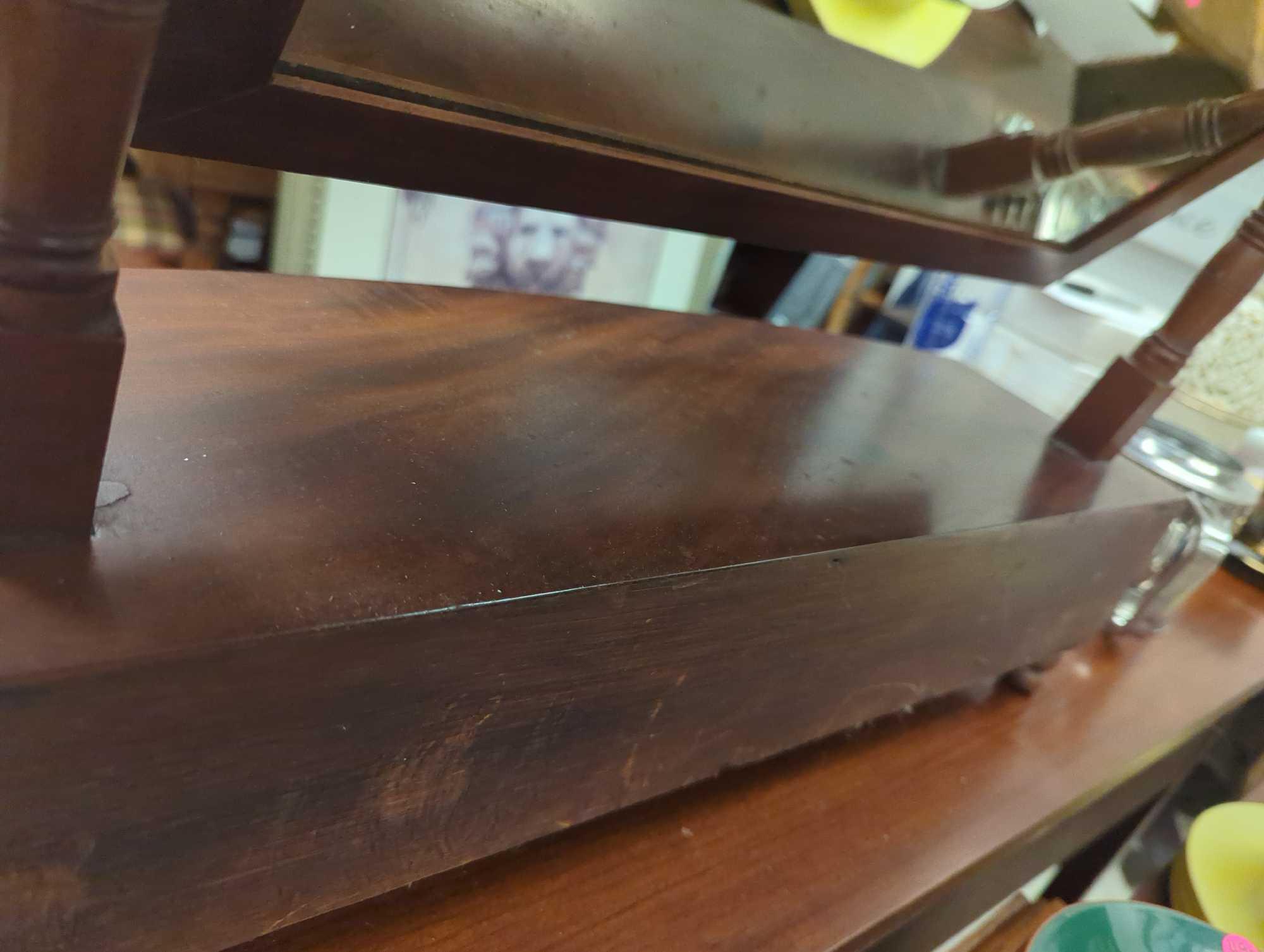 1800's Mahogany Bow Front Dressing Glass, Approximate Dimensions - 23" H x 22" W x 8" D, Appears to