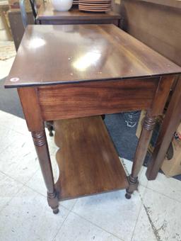 Farm House Style Mahogany Side Table, Approximate Dimensions - 29" H x 26" W x 18" D, Appears to be