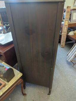 Early 1900's Mens Wardrobe with 2 Doors with 2 Duck Tale Drawers, Mixed Wood of Mahogany, Oak and