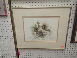 Framed Print of A Close Up of a Cats Face by Charlotte Young, Approximate Dimensions - 16" x 20",