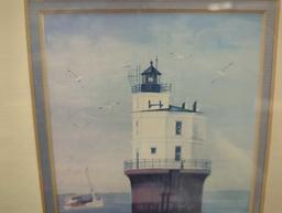 Framed Print of "Smith Port Lighthouse" by Unknown Artist, Approximate Dimensions - 11" x 9", What