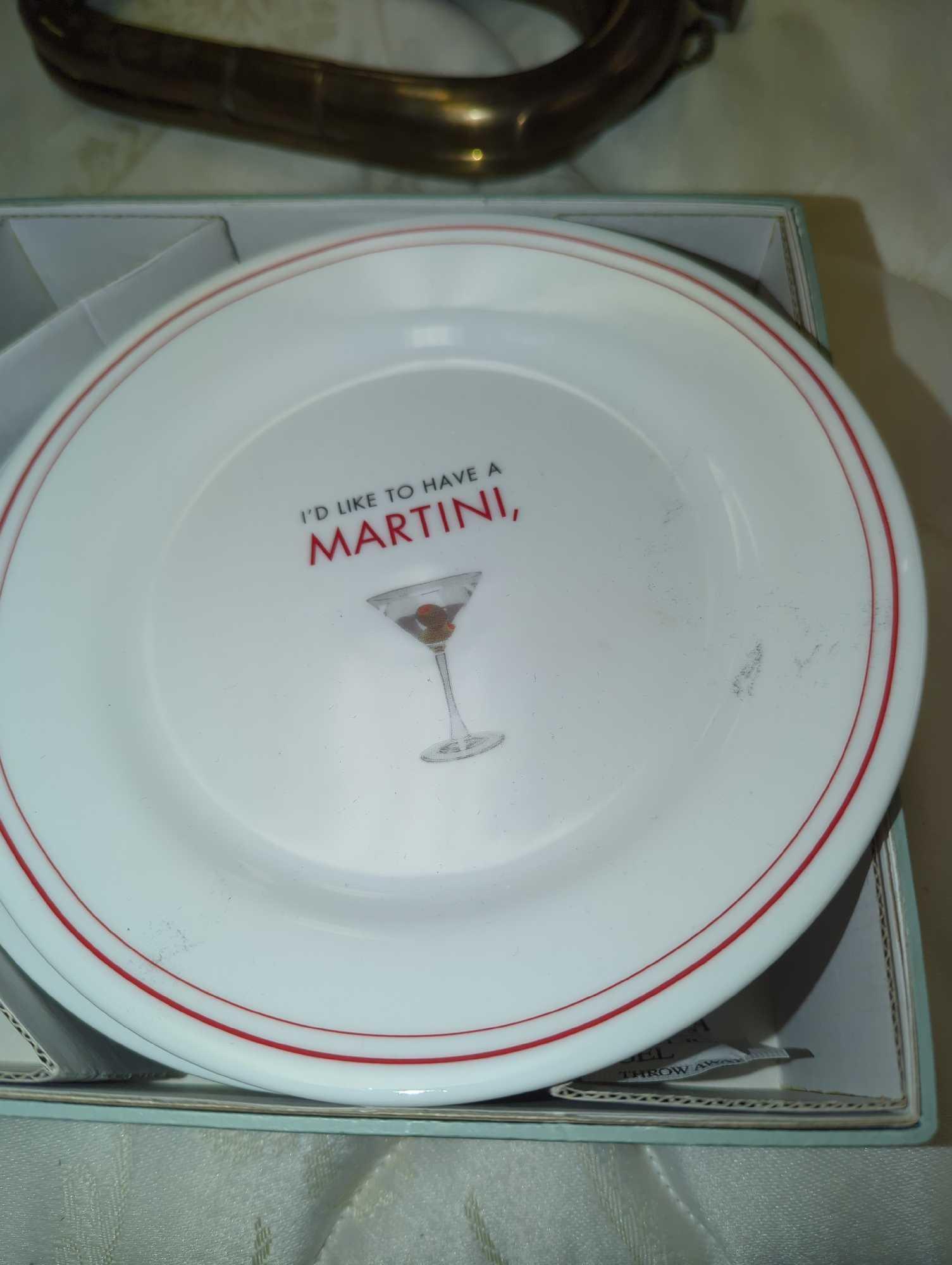 Shelf Lot of Assorted Items To Include, 7? Appetizer Plates for your next Martini Bash Set of 4,