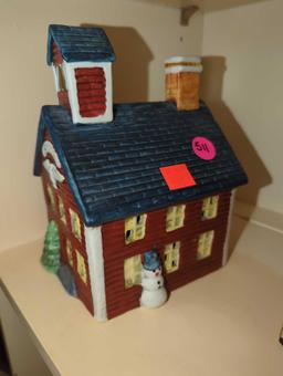 (No Light) Vintage 1991 Americana Porcelain Light Up School House Collectible, Out of the Box Retail