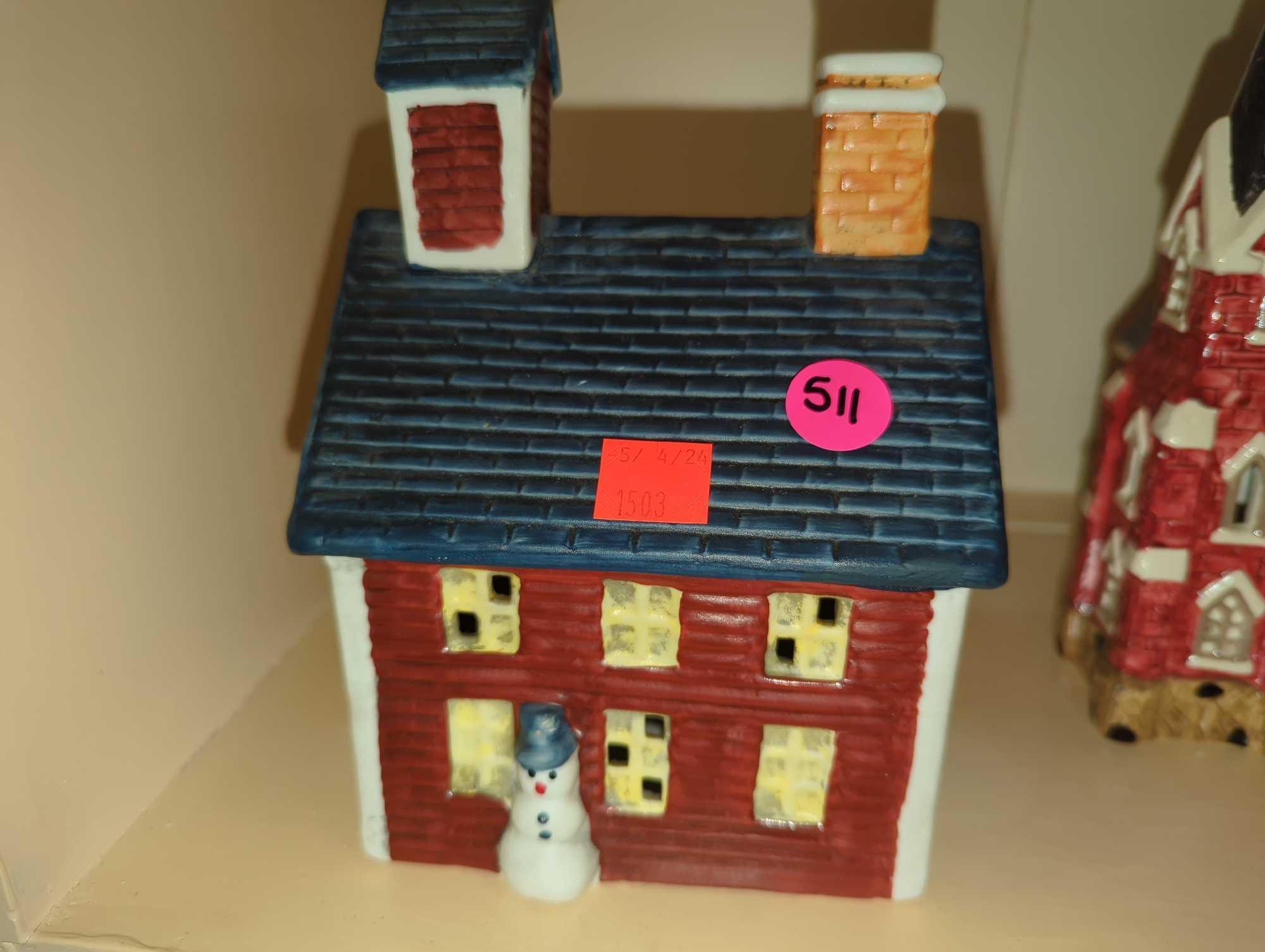 (No Light) Vintage 1991 Americana Porcelain Light Up School House Collectible, Out of the Box Retail