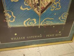 Framed Print of "Peace Kite" by William Gatewood, Approximate Dimensions - 41" x 28.5", Appears to