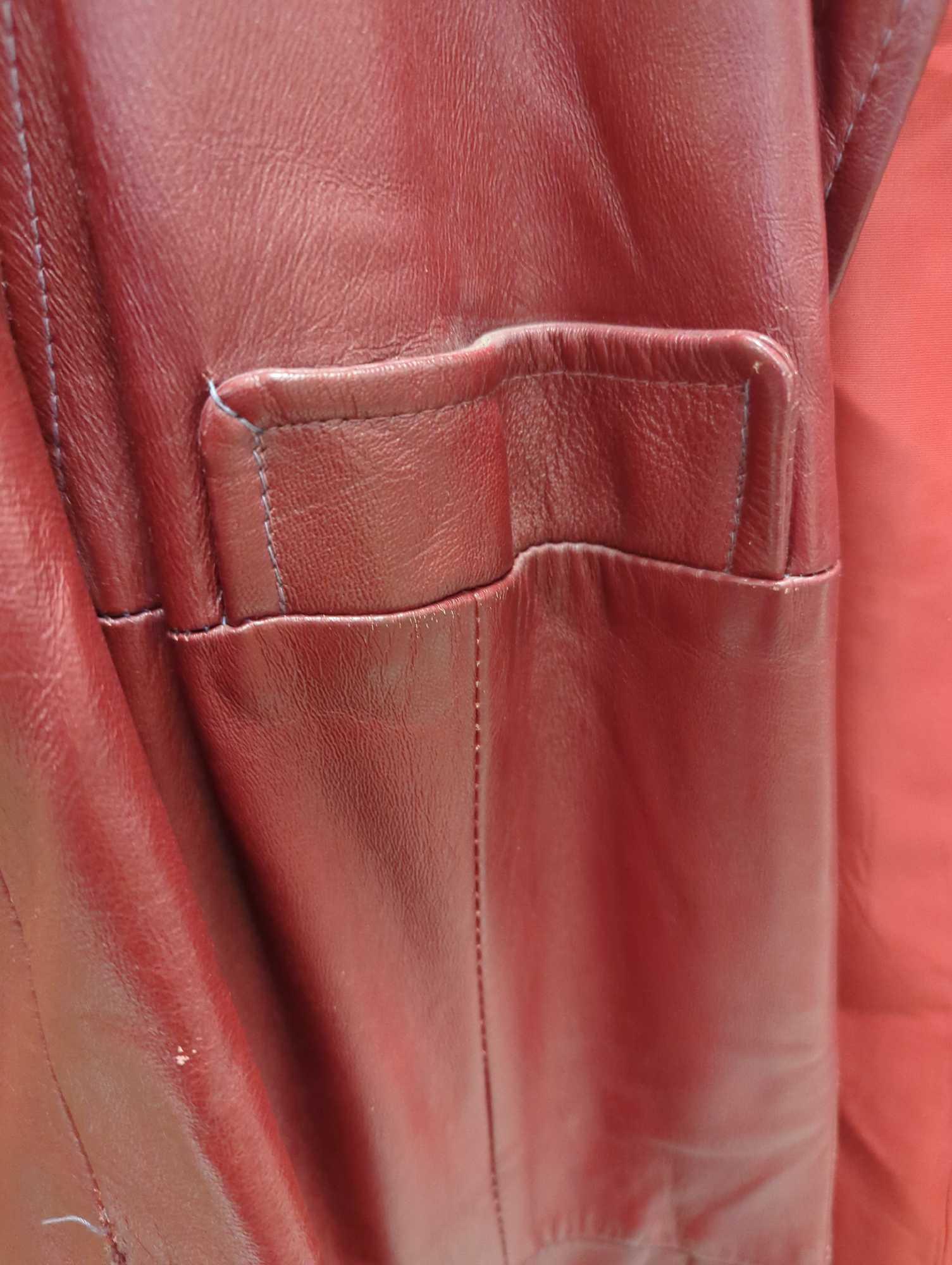 Red Leather Trench Coat Leather by Dan di Modes, Women's Size 16, Retail Price Value $85, What you