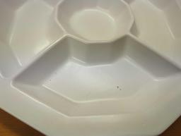 Ceriart Matte White Divided Serving Plate, 15" Wide, Appears to be in Good Condition, Retail Price