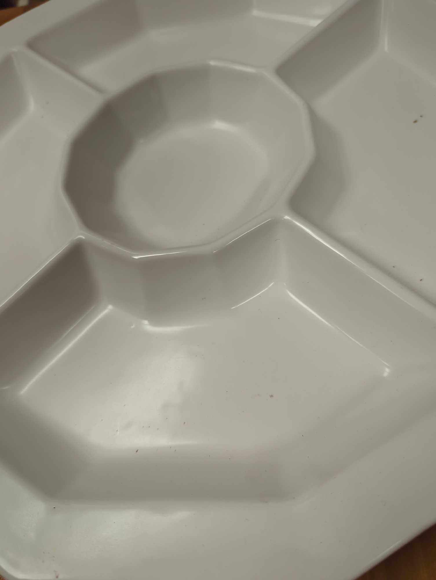 Ceriart Matte White Divided Serving Plate, 15" Wide, Appears to be in Good Condition, Retail Price