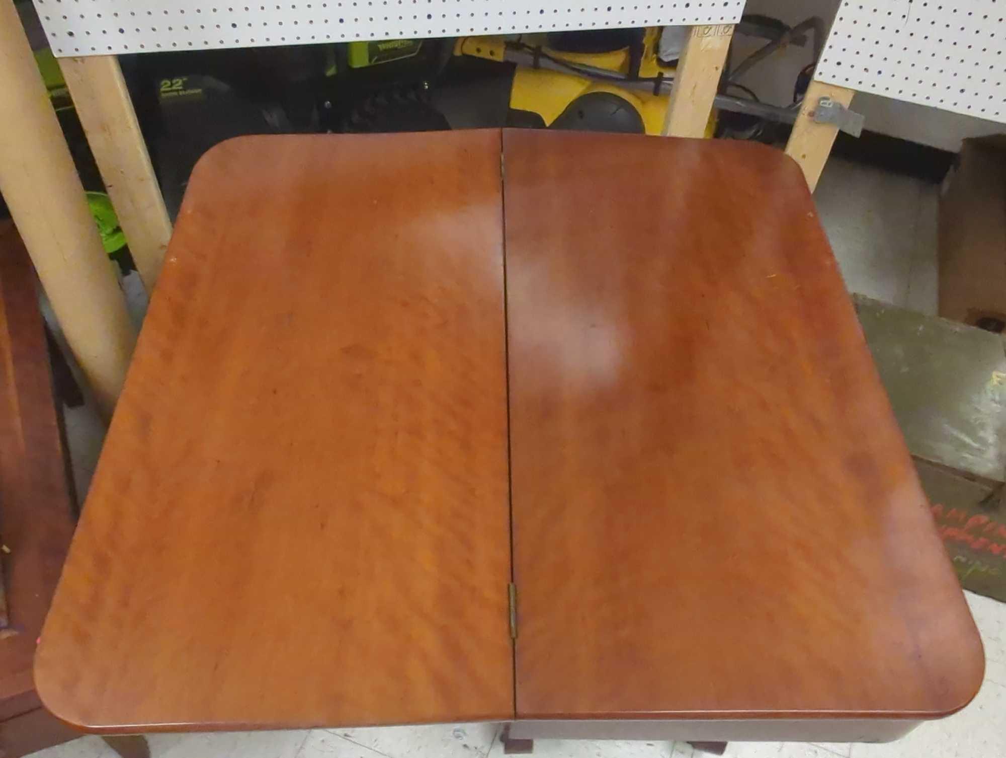 Empire Style Cherry Flip Top Game Table, Approximate Dimensions (Open) - 28" H x 37" W x 37" D,