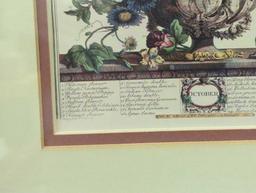 Framed Print of "October Flowers" from 12 Months of Flowers Paintings by Flemish, Approximate