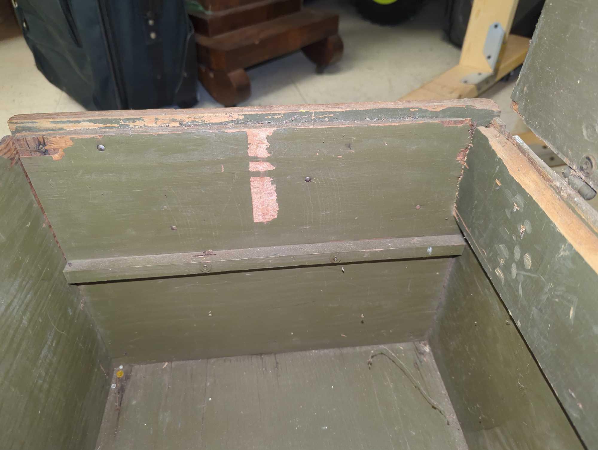 Old Style Military Army Footlocker Trunk, Approximate Dimensions - 13" H x 32.5" W x 17" D, Appears