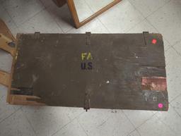 Old Style Military Army Footlocker Trunk, Approximate Dimensions - 13" H x 32.5" W x 17" D, Appears
