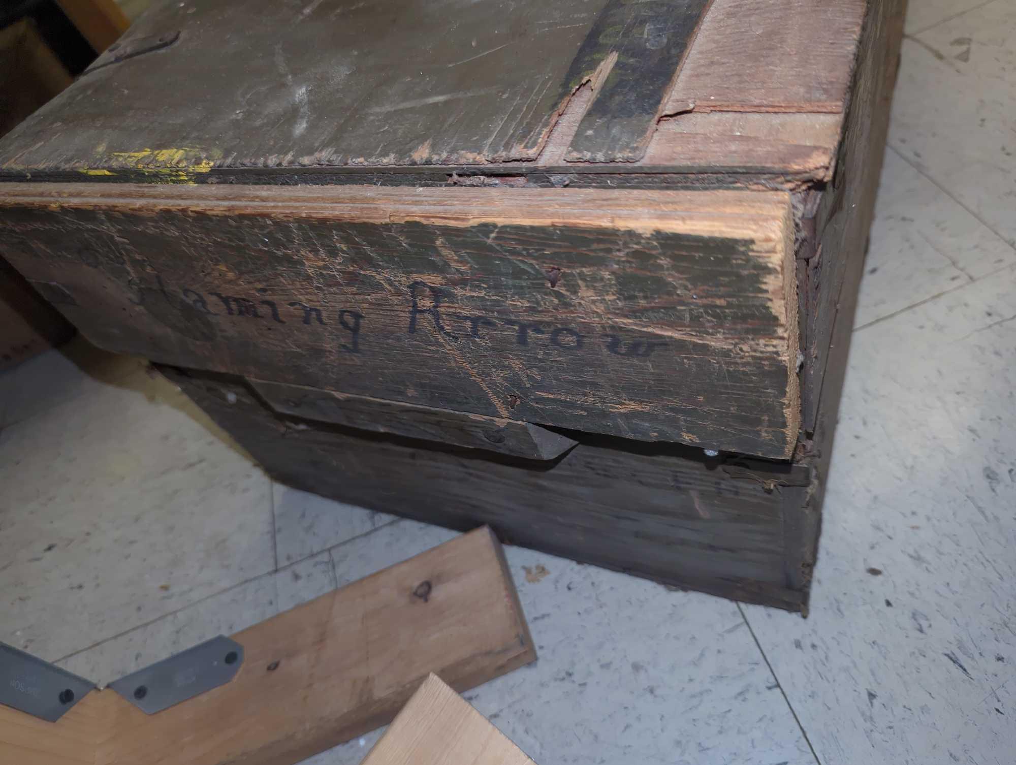 Old Style Military Army Footlocker Trunk, Approximate Dimensions - 13" H x 32.5" W x 17" D, Appears