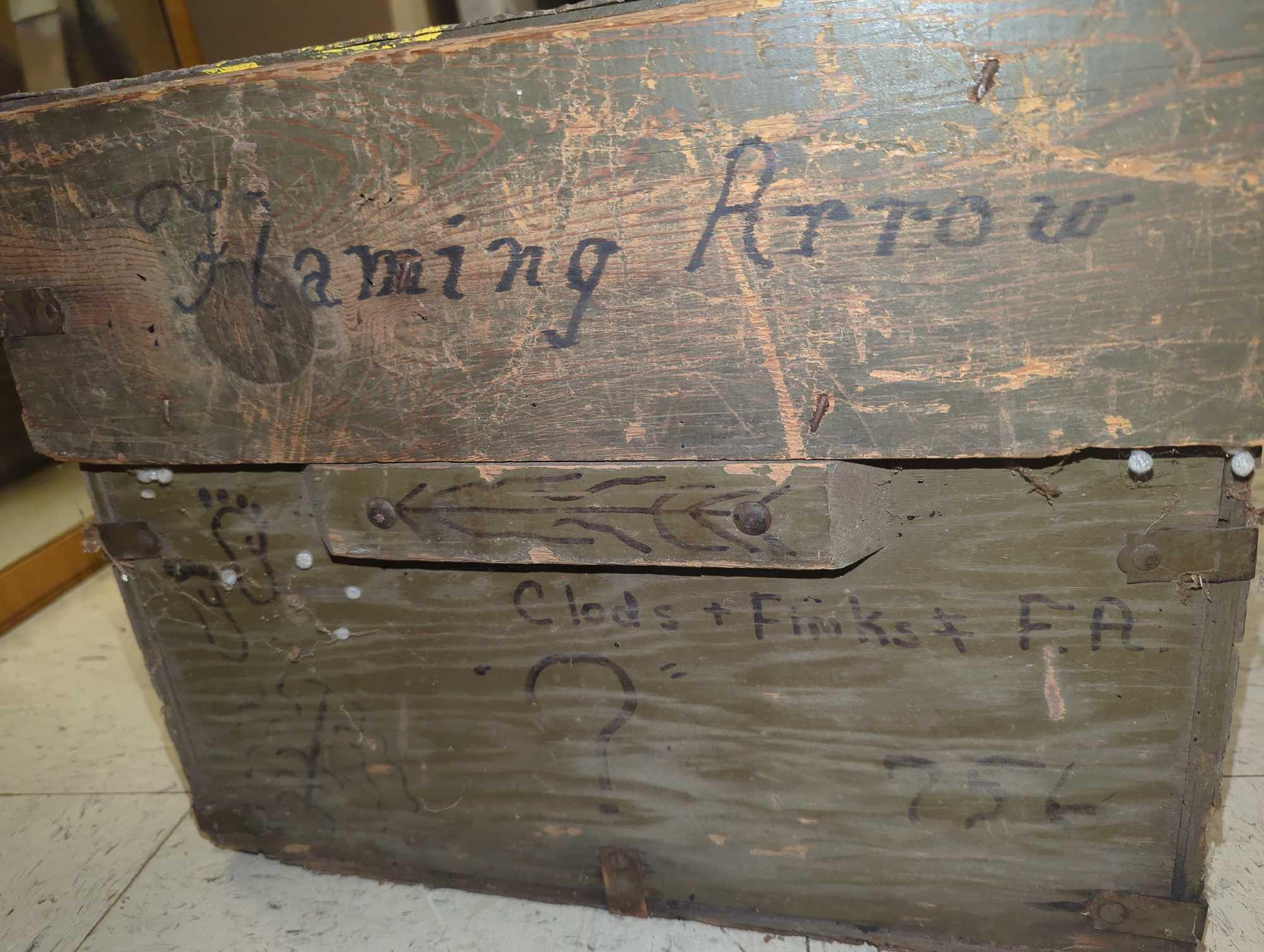 Old Style Military Army Footlocker Trunk, Approximate Dimensions - 13" H x 32.5" W x 17" D, Appears