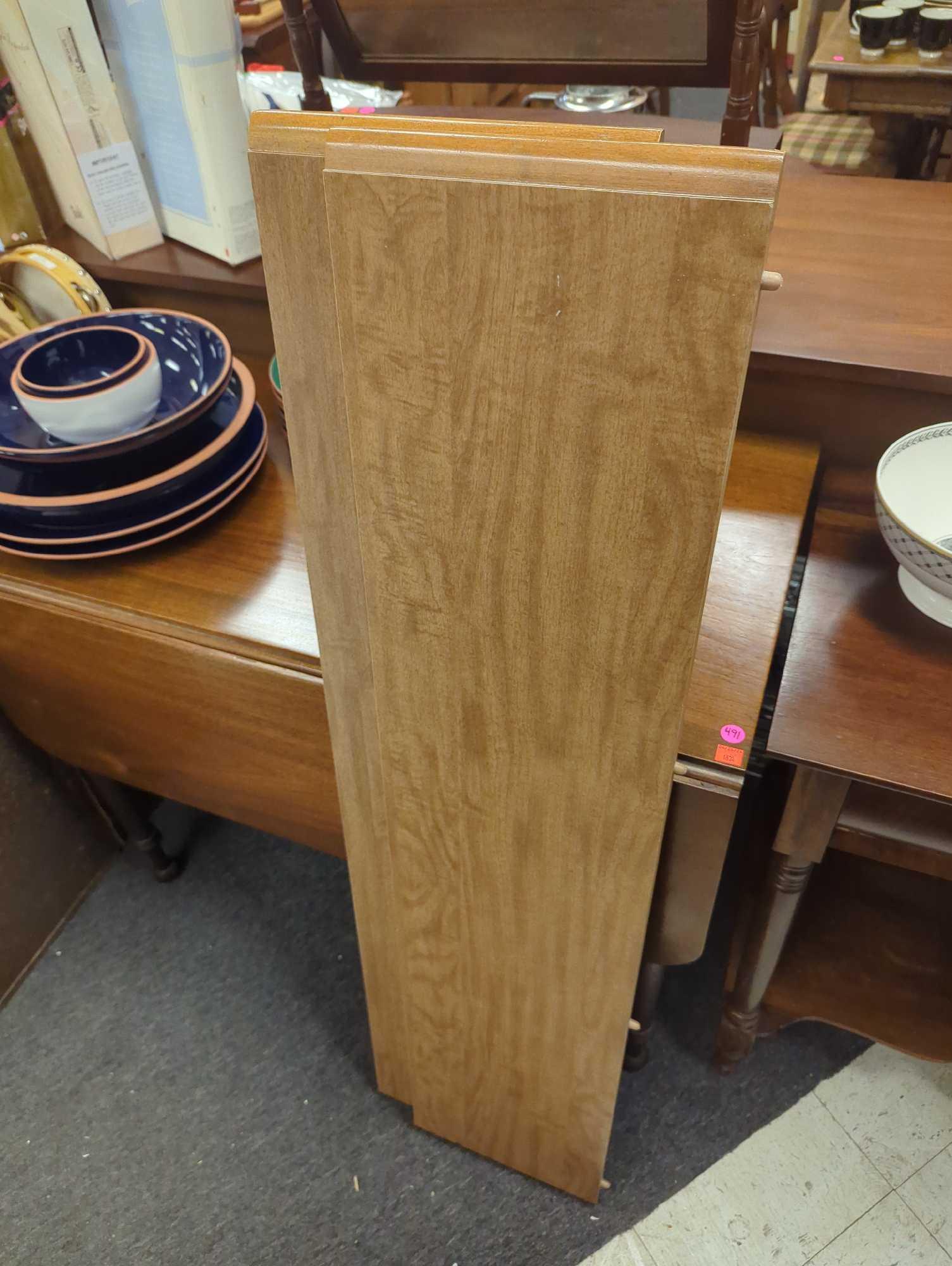 Mid Century Oak Extendable Drop Leaf Dining Table with 2 Center Leaf Inserts, Approximate Dimensions