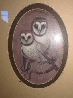 Lot of 2 Transart Industries Framed Owl Prints, Approximate Dimensions - 9" x 7", Both Frames are