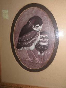 Lot of 2 Transart Industries Framed Owl Prints, Approximate Dimensions - 9" x 7", Both Frames are