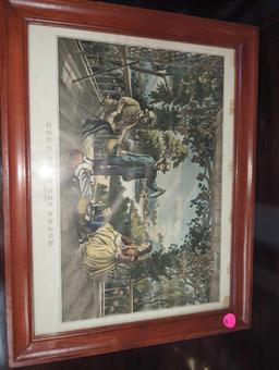 Framed Print of "Home From The Brook: The Lucky Fisherman", Approximate Dimensions - 16.5" x 12.5",