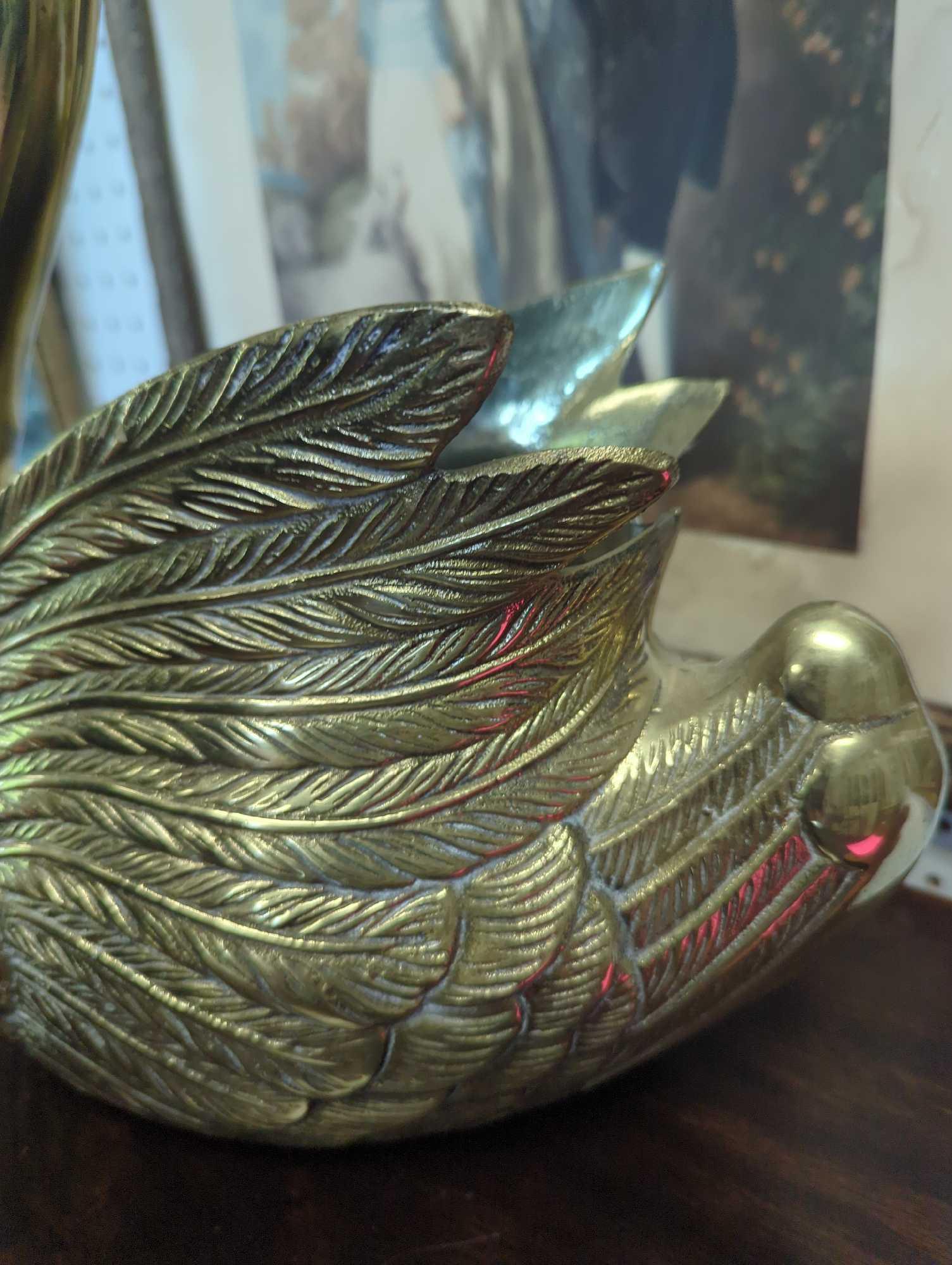Similar to MCM Hollywood Regency Brass Swan Planter, Similar to Approximemt Dimensions - 14" H x 15"