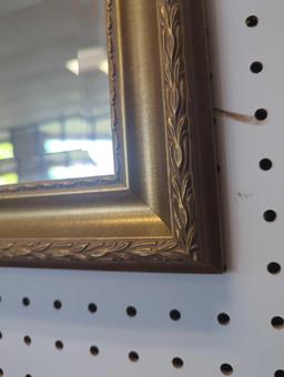 Wall Hanging Mirror with Gold Trim, Approximate Dimensions - 32" x 26", What You See in the Photos