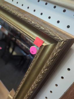 Wall Hanging Mirror with Gold Trim, Approximate Dimensions - 32" x 26", What You See in the Photos