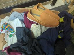 Box Lot of Assorted Clothing in Size Range XL to 2x, Includes Shirts, Pullovers, Pants, Underwear