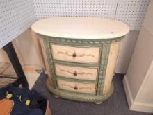 Old Style Wooden Side Table With Stone Top, Left Side Accent Piece Needs Reattached, Top is Cracked,