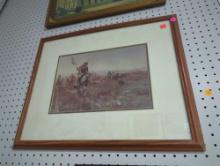 FRAMED AND DOUBLE MATTED PRINTS, NATIVE AMERICANS ON HORSEBACK, THE MEDICINE MAN BY CHARLES MARION