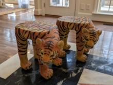 PAIR OF COMPOSITE DECORATIVE TIGER STANDS.