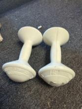 3.3 LBS WEIGHTS 2 PCS, PLASTIC, IN GOOD CONDITION.