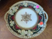 Nippon Noritake Hand Painted Platter/Plate, raised gold with gold pearls, 10" in Diameter, What you