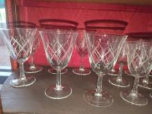Lot of 18 Antique Art Deco Glasses Goblets Crystal Bohemian Engraved , What you see in photos is
