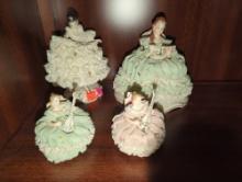 LOT OF 4 FIGURINES TO INCLUDE, MZ IRISH DRESDEN EVELYN CELTIC MELODIE EMERALD COLLECTION MANDOLIN