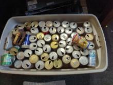 Tote Lot of Assorted Empty Early Style Drinking Cans To Include, Rolling Rock, Corona, George