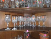 Shelf Lot of Assorted Cristal d'Arques Glasses including Wine Glasses, Champagne Glasses, Flutes,