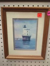 Framed Print of "Smith Port Lighthouse" by Unknown Artist, Approximate Dimensions - 11" x 9", What