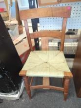 Mid 20th Century Maple Side Chair With Painted Rush Seat, Approximate Dimensions - 34" H x 17" W x