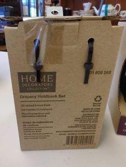 Lot of 2 Home Decorators Collection Mix And Match Oil-Rubbed Bronze Steel Hooks, Curtain Holdback