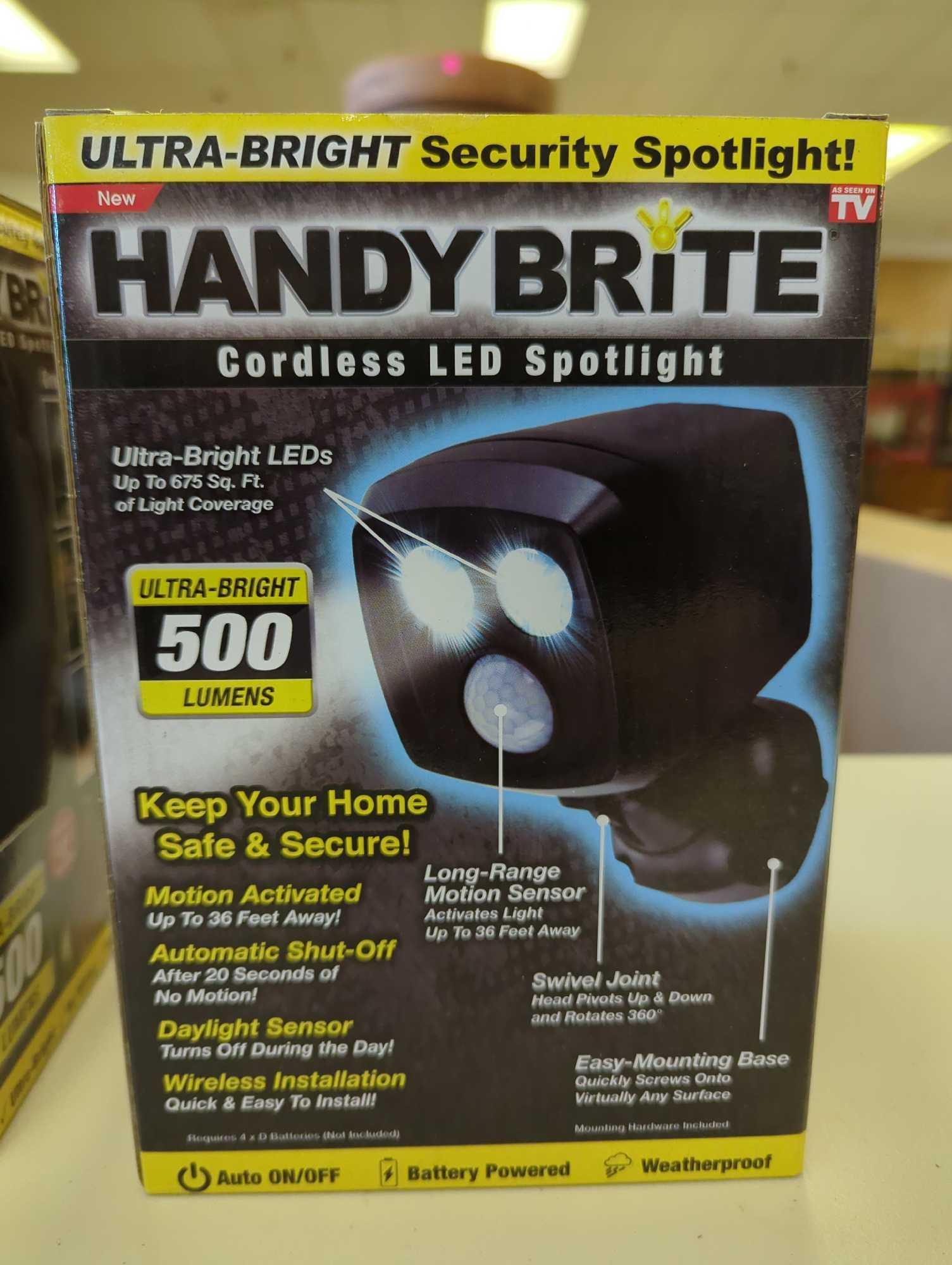 Ontel Handy Brite Ultra-Bright Cordless LED Security Spotlight, 500 Lumens, Motion-Activated,