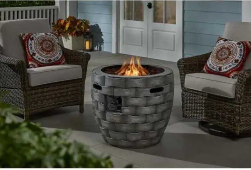Hampton Bay 27 in. W x 24 in. H Round Concrete Finish Fire Table, Model FP20536, Retail Price $326,