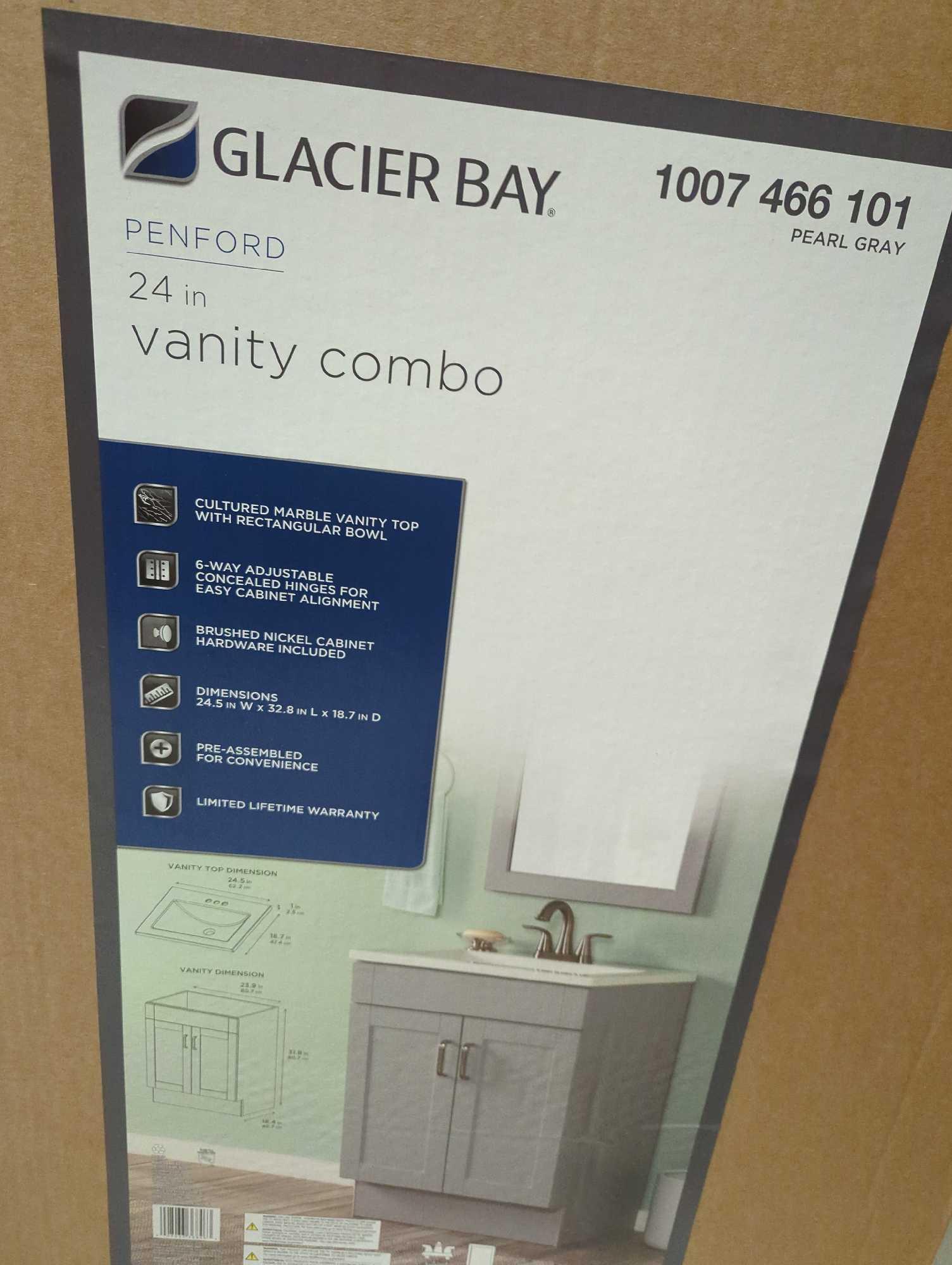 Glacier Bay Penford 24 in. W x 19 in. D x 33 in. H Single Sink Freestanding Bath Vanity in Pearl