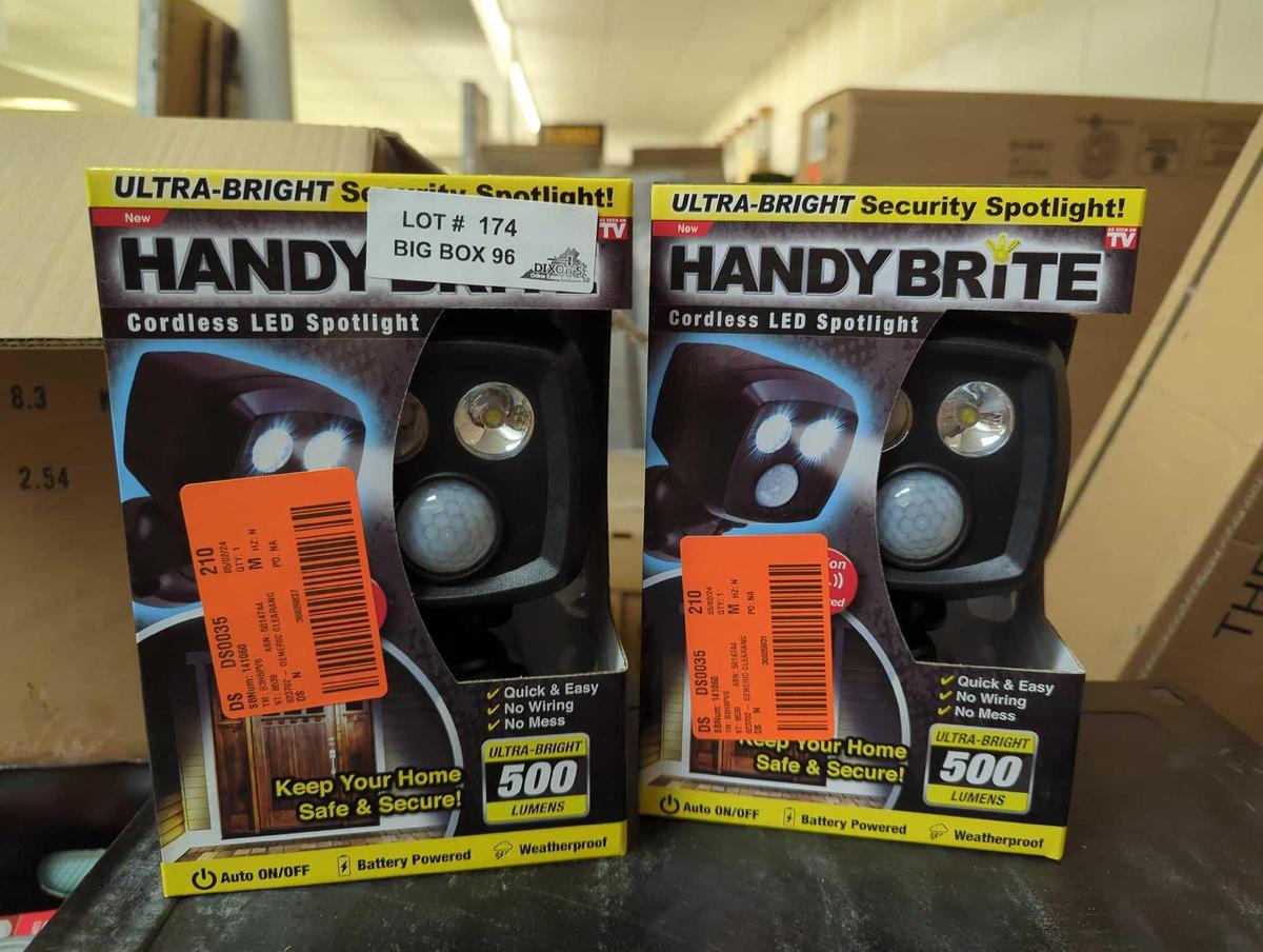 Lot of 2 HANDY BRITE 500 Lumens Multi-Location Cordless Motion-Activated Sensor LED Spotlight,