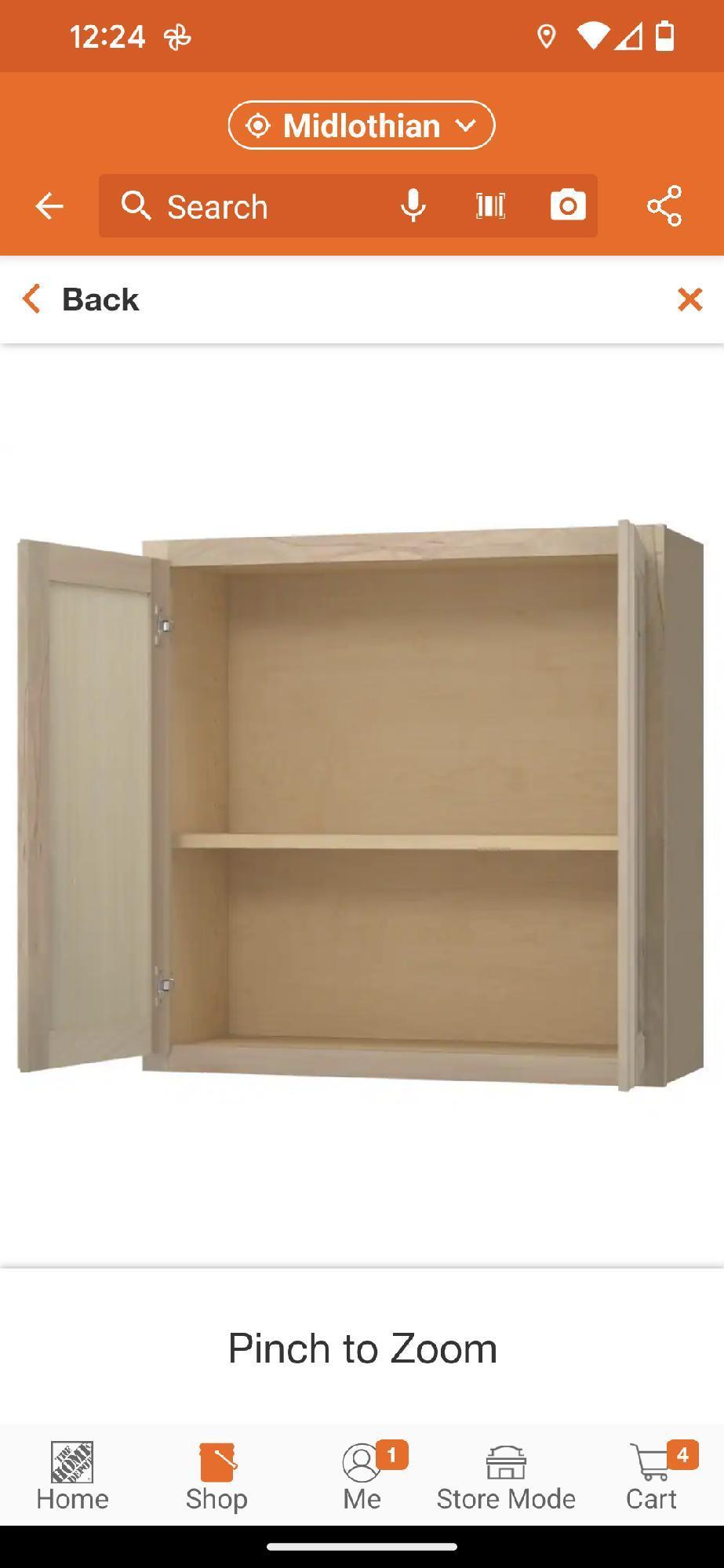 36 in. W x 12 in. D x 30 in. H Assembled Wall Kitchen Cabinet in Unfinished with Recessed Panel,