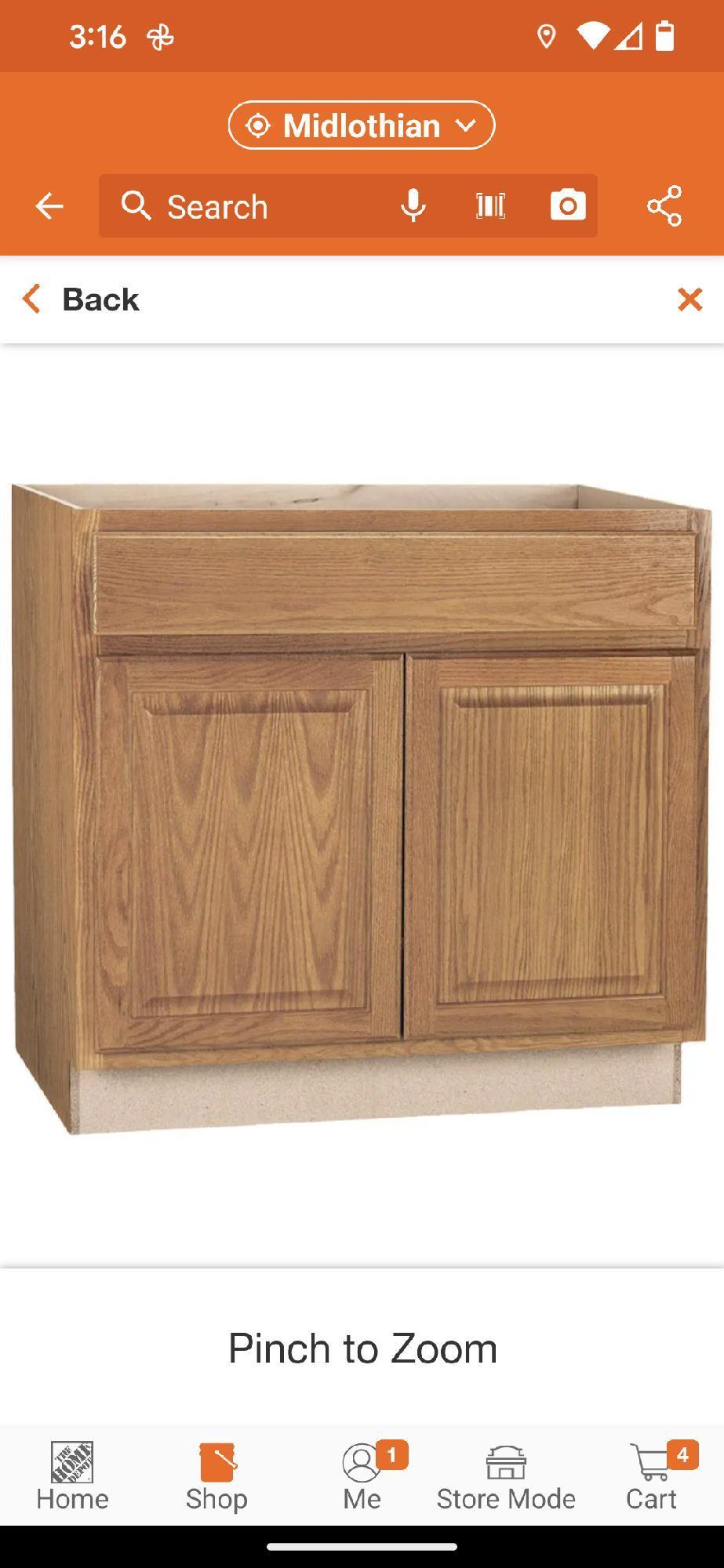 Hampton Bay Hampton 36 in. W x 24 in. D x 34.5 in. H Assembled Base Kitchen Cabinet in Medium Oak