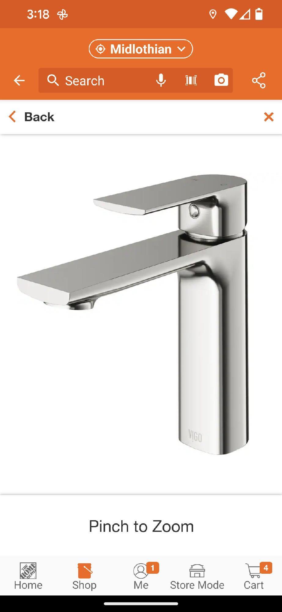 VIGO Davidson Single Handle Single-Hole Bathroom Faucet in Brushed Nickel, Appears to be New in